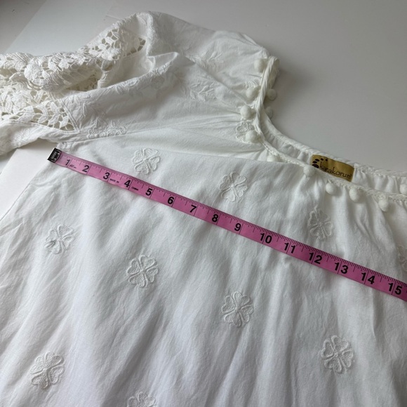 Karakorum Dress Womens Size M/L White Stripe Faux Pearl Lace Cotton - Picture 11 of 14